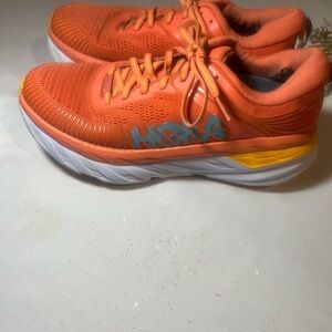 Hoka Orange and Blue Athletic Shoes